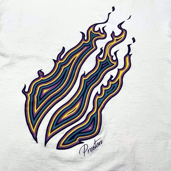 Preston Playz Fire Merch Dagon‎ Flame T-Shirt Size Medium Youtuber - Picture 1 of 12